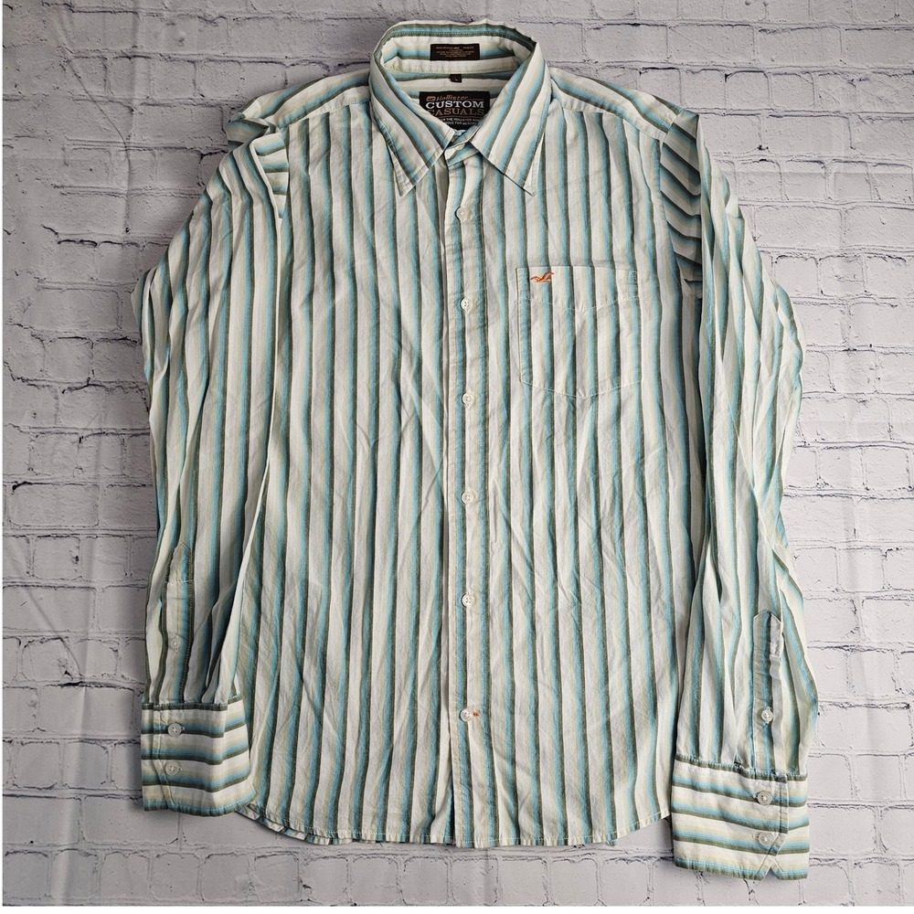Hollister Large Custom Casuals Mens Long Sleeve Button Down Shirt Striped